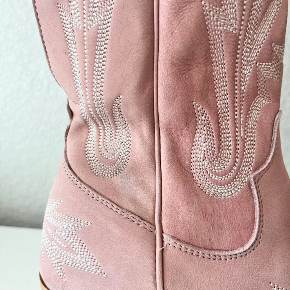 Lane LEXINGTON Over the Knee Pink Cowboy Boots Western Cowgirl Snip Toe Tall 6.5